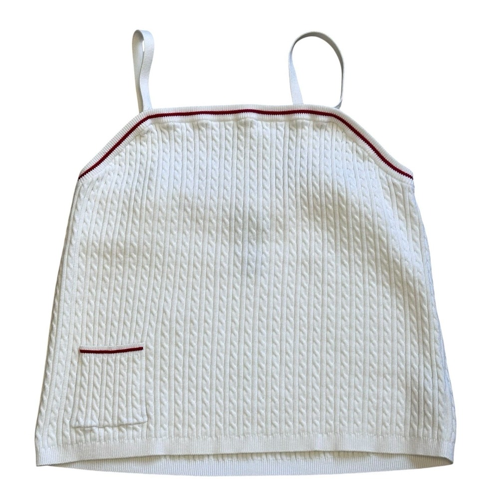 Lauren Ralph Lauren White Cable Knit Cotton Sweater Tank Top Plus Size 1X VTG